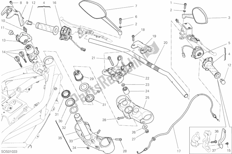 Wszystkie części do Kierownica I Elementy Steruj? Ce Ducati Monster 797 USA 2020